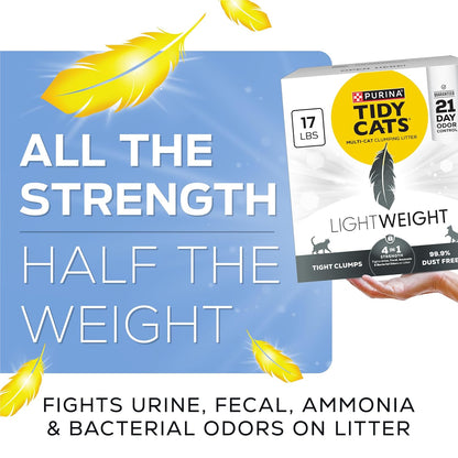 Lightweight 4-In-1 Strength Multi-Cat, Odor Control, Clumping, 99.9 Percent Dust Free Cat Litter - 17 Lb. Box