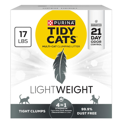 Lightweight 4-In-1 Strength Multi-Cat, Odor Control, Clumping, 99.9 Percent Dust Free Cat Litter - 17 Lb. Box