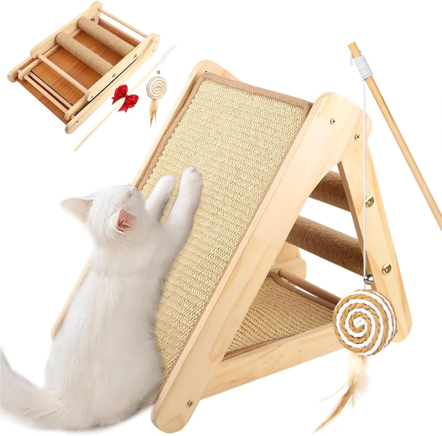 Cat Sisal Scratching Ramp Cats Scratching Post Kitten Scratcher Ramp Sisal Scratcher Posts for Indoor with Cat Teaser
