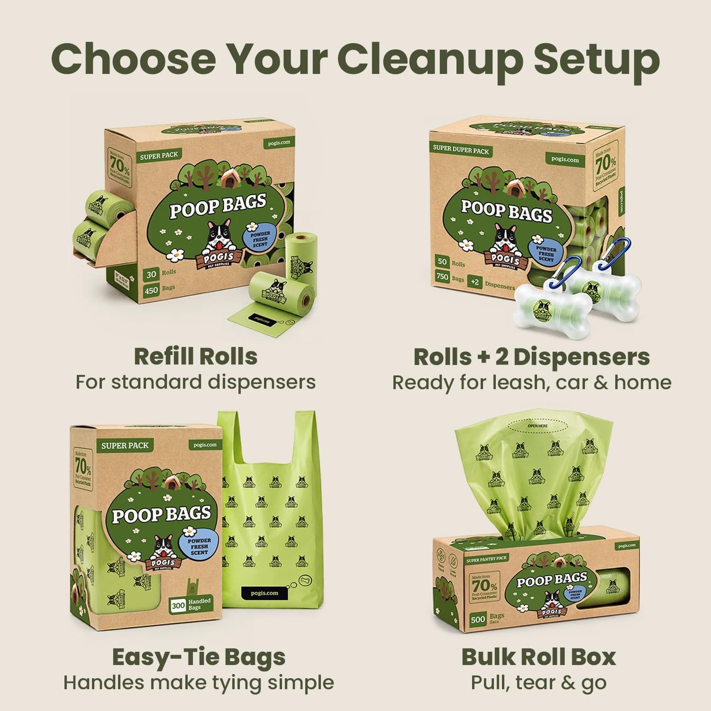 Pogi’S Dog Poop Bags with Handles – Extra-Thick, Leak-Proof, Large, Fresh Scent, 900-Count